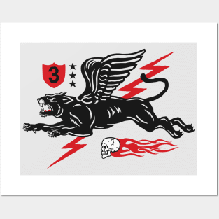 Retro Racing Flying Panther & Flaming Skull // Vintage Racing Motorsports Insignia Posters and Art